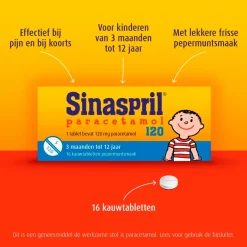 Sinaspril Pijn>Paracetamol 120mg Kauwtabletten
