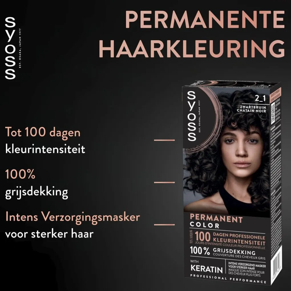 Syoss Haarverf>2.1 Zwartbruin Permanente Haarkleuring