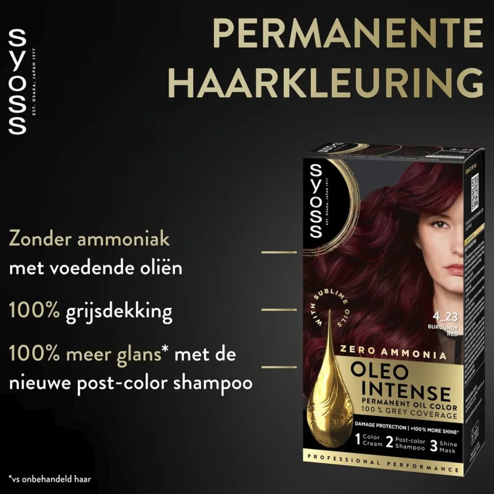 Syoss Haarverf>Oleo Intense 4-23 Bordeaux Rood Haarkleuring