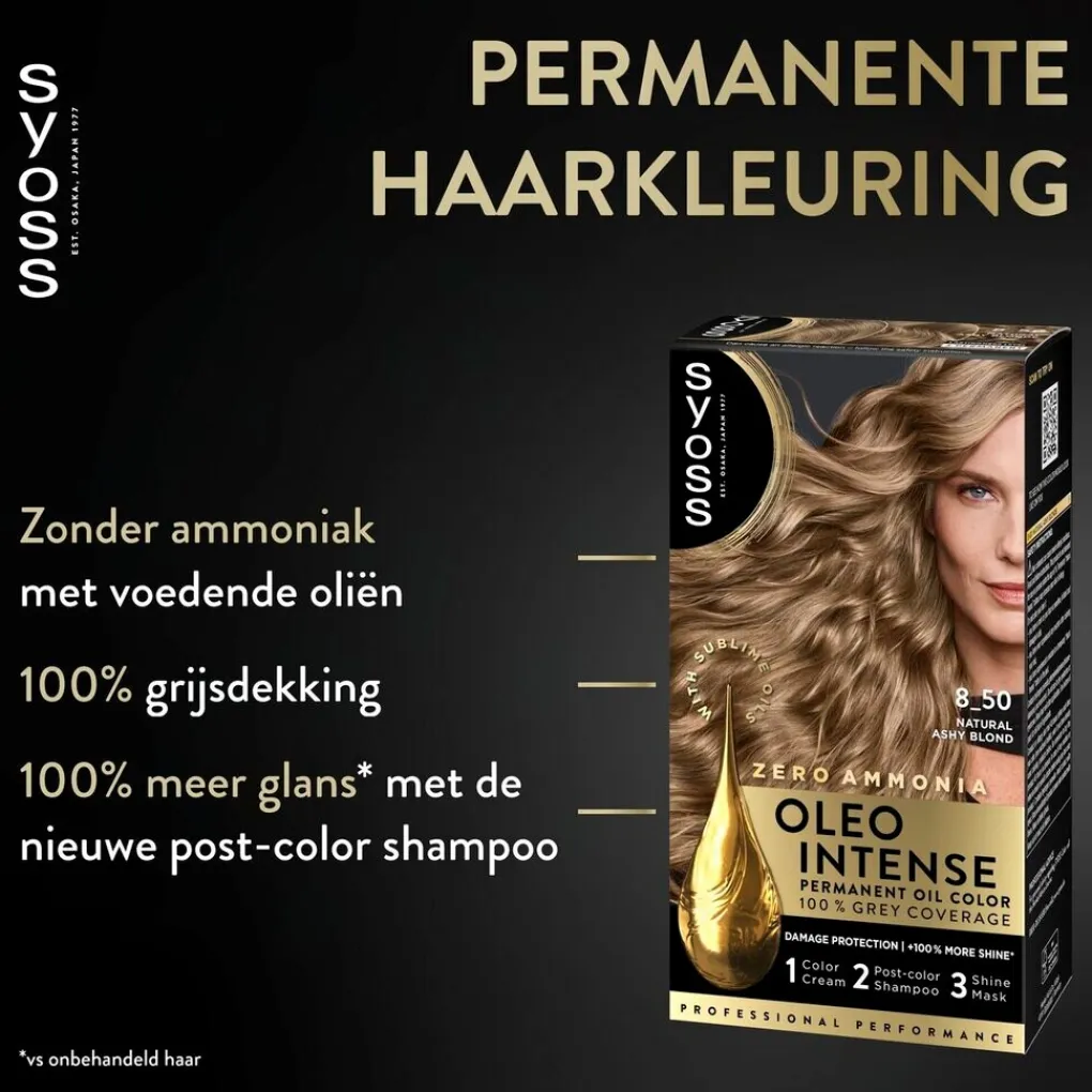 Syoss Haarverf>Oleo Intense 8-50 Natuurlijk Asblond Haarkleuring