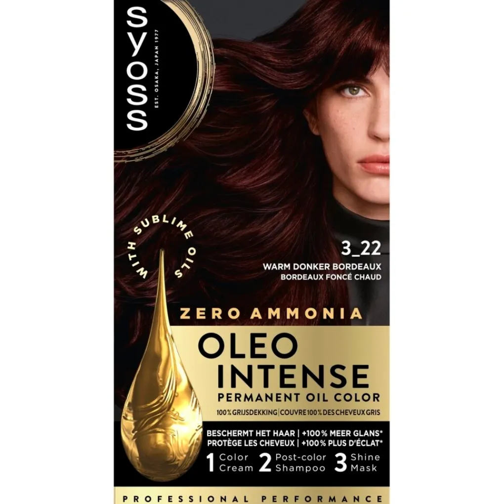 Syoss Haarverf>Oleo Intense 3-22 Warm Donker Bordeaux Haarkleuring