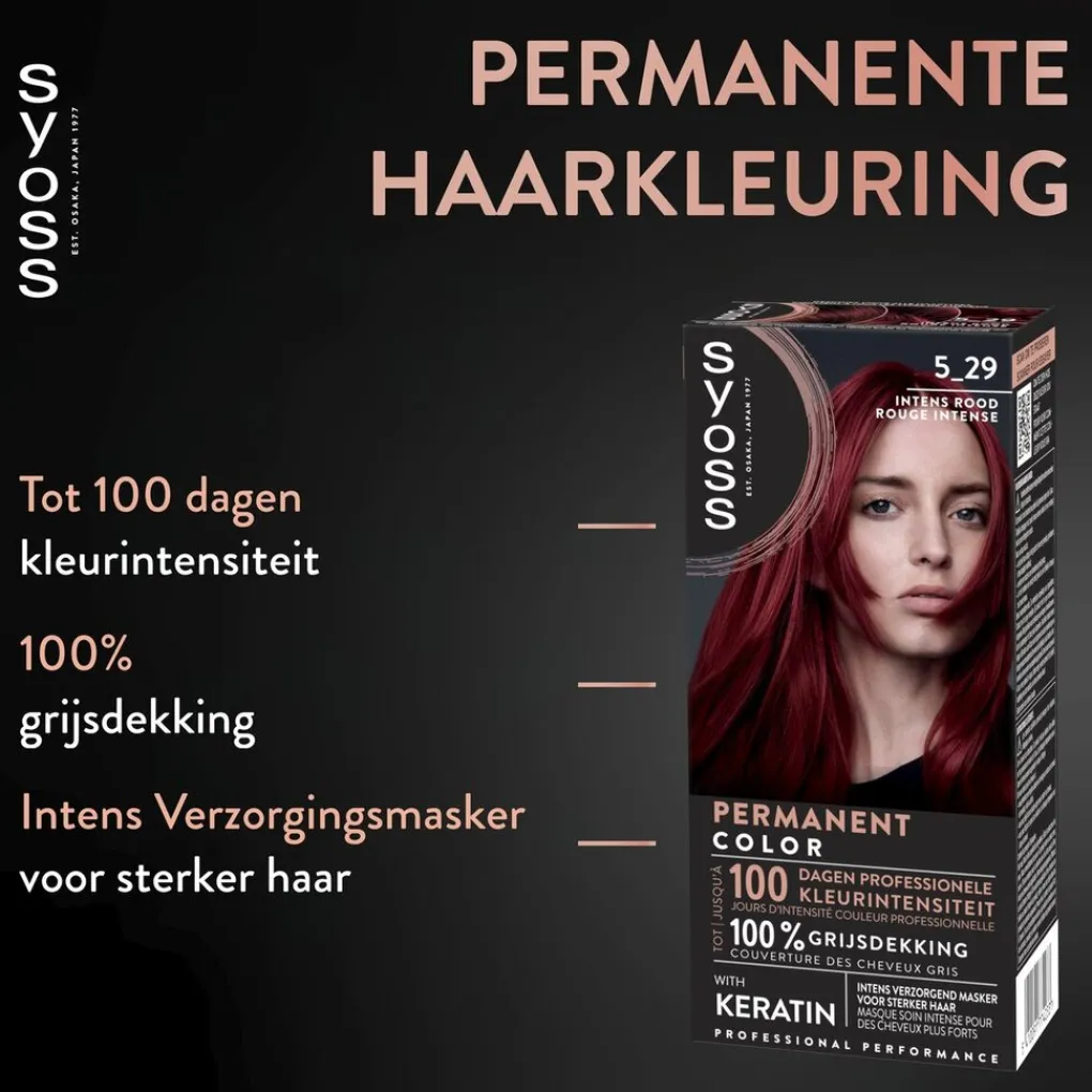 Syoss Haarverf>Permanent Color 5-29 Intens Rood Permanente Haarkleuring