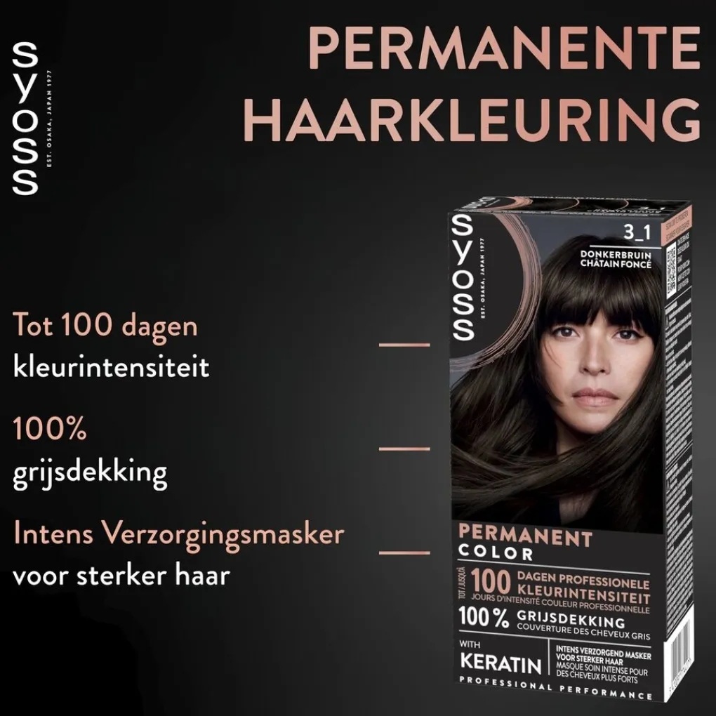 Syoss Haarverf>Professional Performance 3-1 Donkerbruin Permanente Haarkleuring