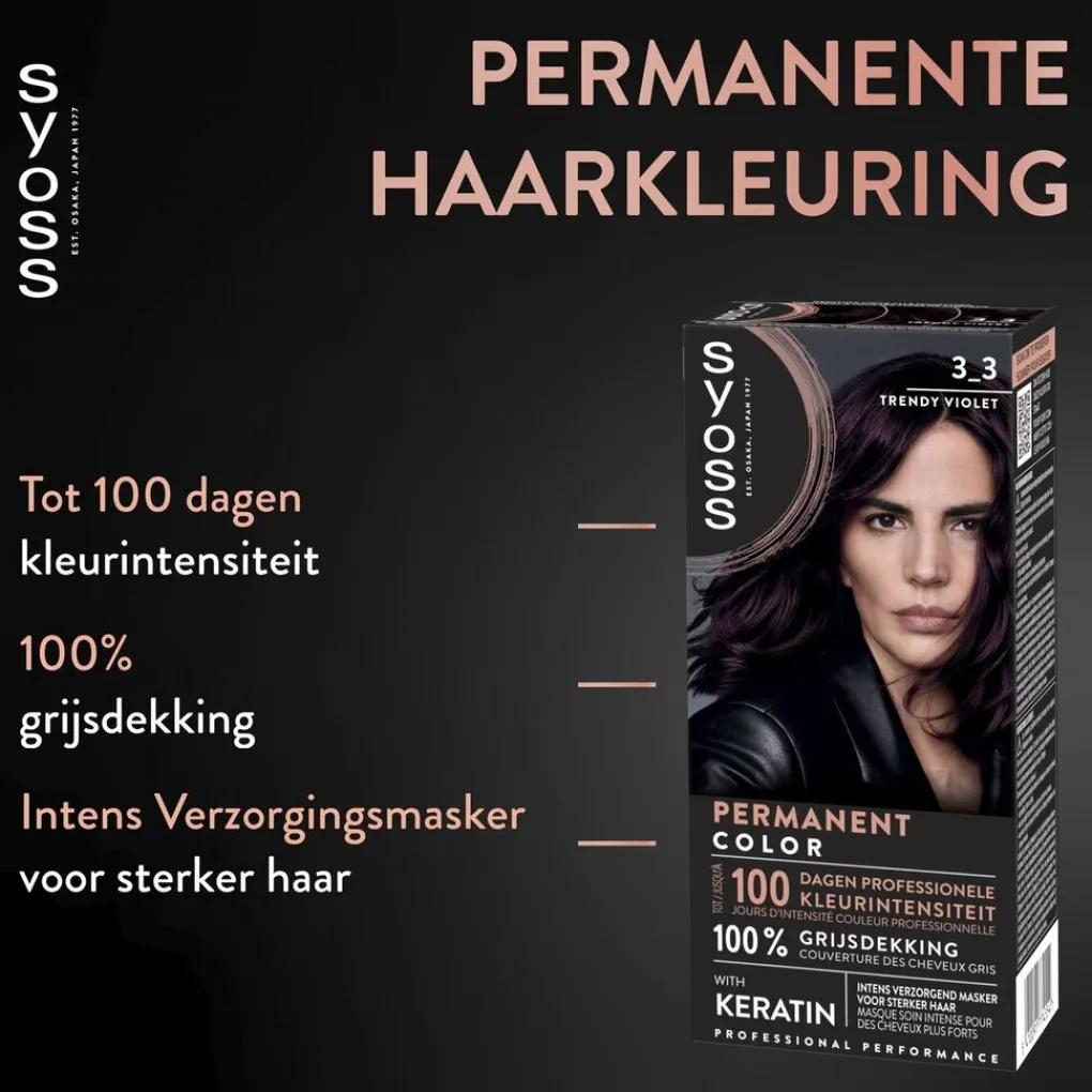 Syoss Haarverf>Professional Performance 3-3 Trendy Violet Permanente Haarkleuring