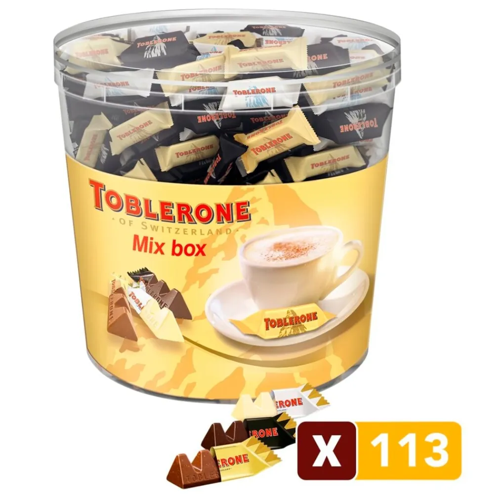 Toblerone Snacks En Snoep>Mini's Melk, Puur en Wit Chocolade