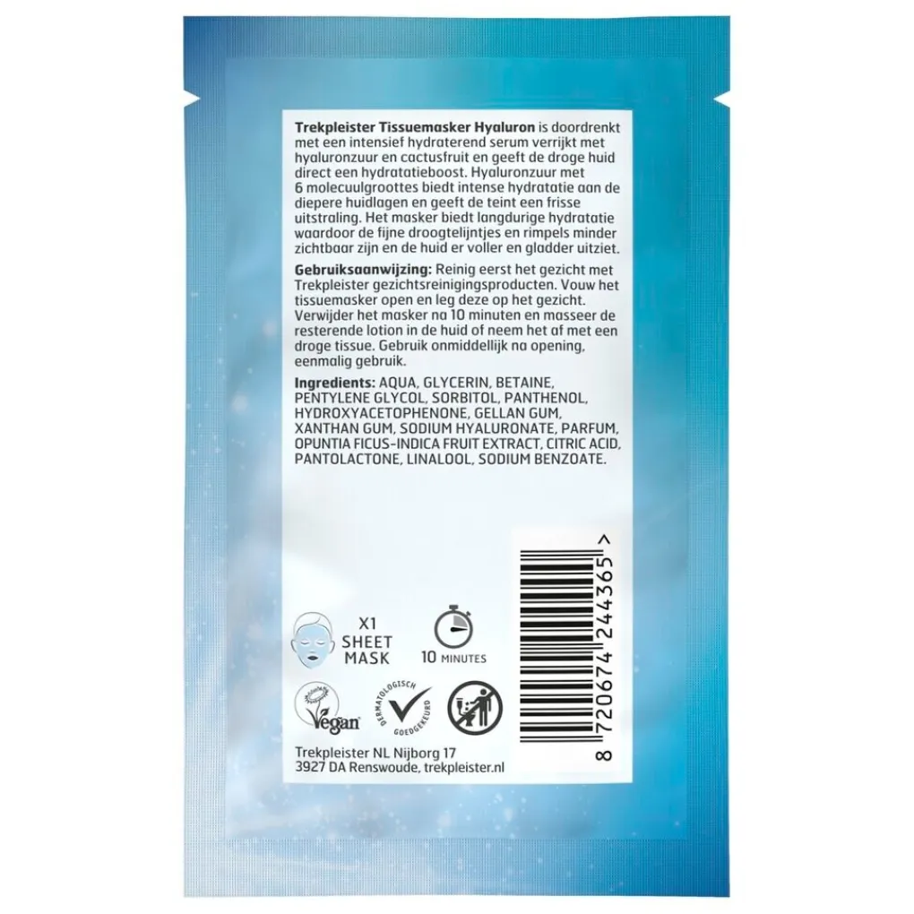 Trekpleister Gezichtsmaskers>Hyaluron Intense Hydratatie Sheetmasker