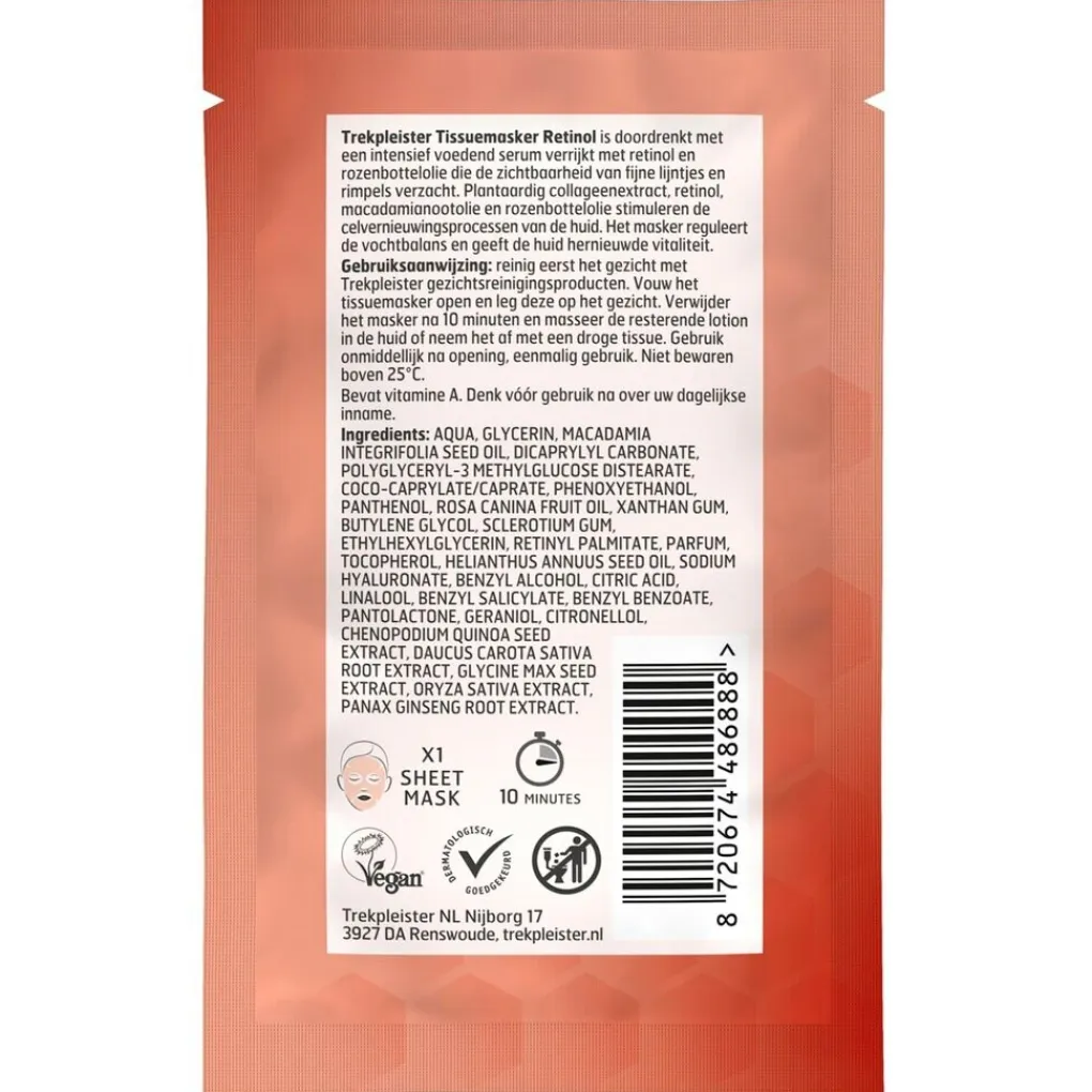 Trekpleister Gezichtsmaskers>Retinol Anti-Age Sheetmasker