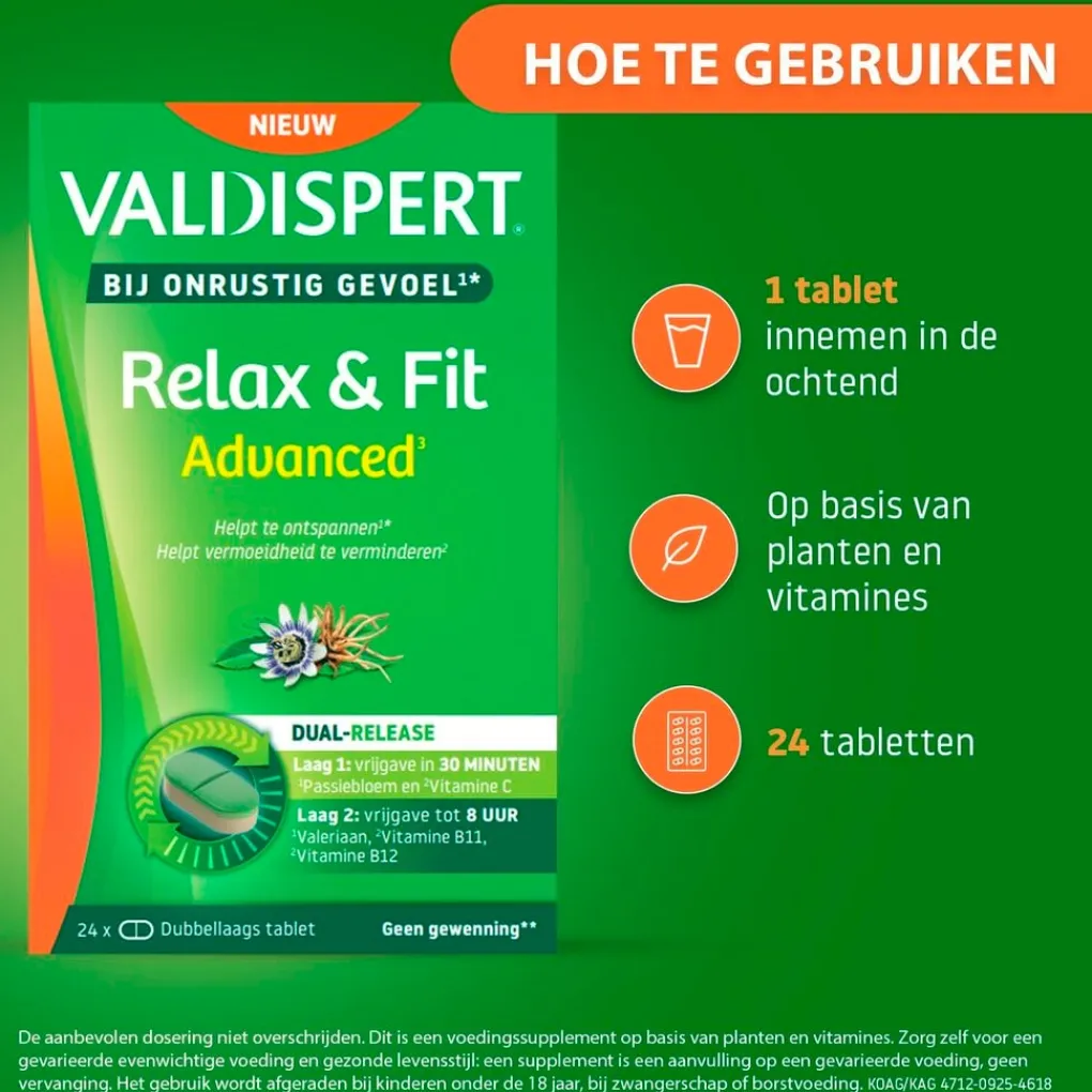 Valdispert Natuurlijke Supplementen|Rust En Ontspanning>Relax & Fit Advanced Tabletten