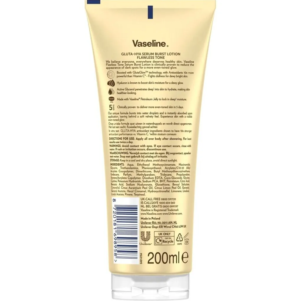 Vaseline Bodylotion>Gluta-Hya Flawless Tone Semi Burst Lotion
