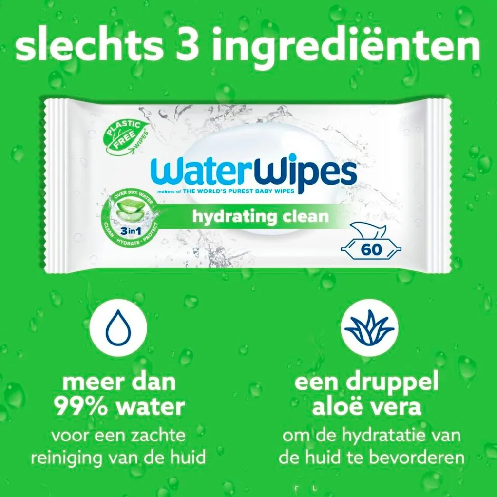 Waterwipes Billendoekjes>Hydrating Clean Babydoekjes