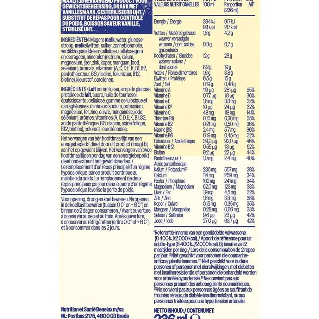 WeCare Maaltijdrepen, Drinkmaaltijden|Maaltijdvervangers>Classic Vanilla Meal Replacement Drink