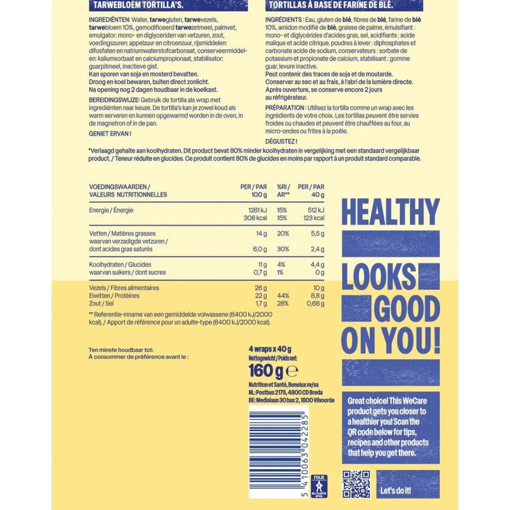 WeCare Koolhydraatarm>Natural Tortillas Lower Carb Wraps