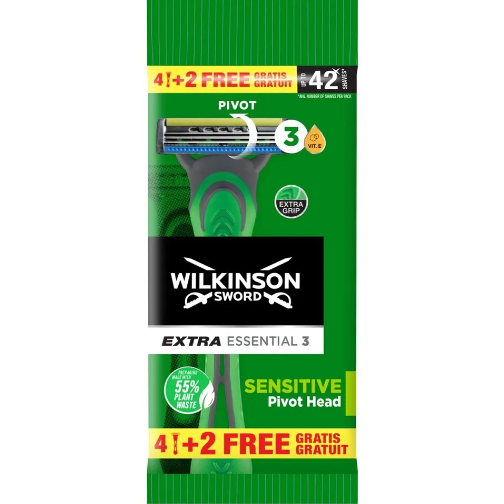 Heren Wilkinson Sword Scheermesjes>Extra Essential 3 Sensitive Wegwerpscheermesjes