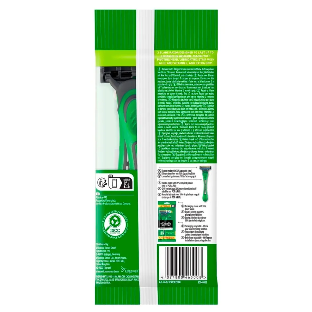Heren Wilkinson Sword Scheermesjes>Extra Essential 3 Sensitive Wegwerpscheermesjes